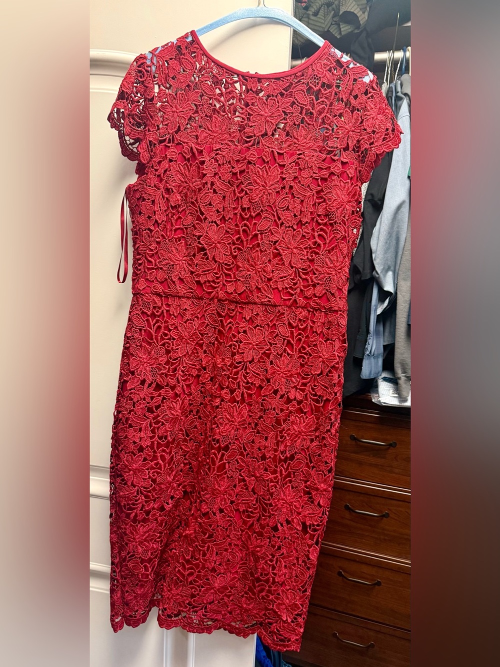 Ralph Lauren Red Floral Lace Dress
